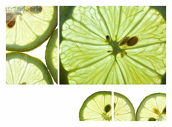 Sliced Lemon vor weißem Hintergrund mit Hintergrundbeleuchtung