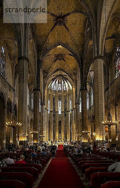 Innenansicht der Kathedrale von Barcelona  La Catedral  Catedral de la Santa Creu i Santa Eulalia  Barcelona  Katalonien  Spanien  Europa