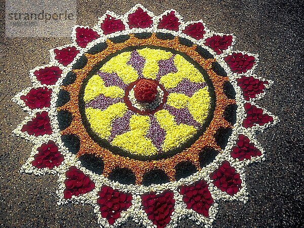 Blumenschmuck beim Onam-Fest  Kerala  Südindien  Indien  Asien