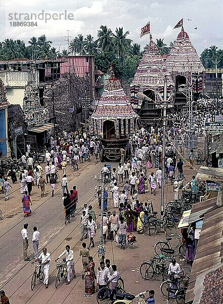 Chariot Festival während Arudra Dharsan in Chidambaram  Tamil Nadu  Südindien  Indien  Asien