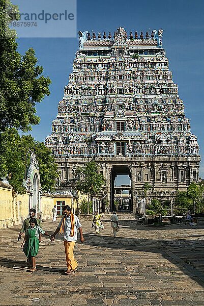 Nördlicher Gopuram Turm im Thillai Nataraja Tempel in Chidambaram  Tamil Nadu  Südindien  Indien  Asien