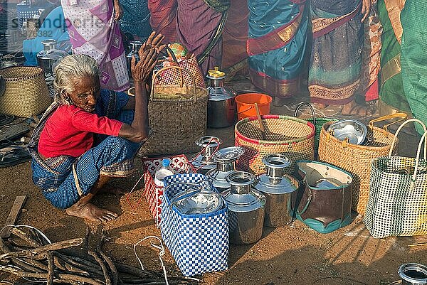 Sevvai Dienstag Pongal-Fest in Paganeri bei Karaikudi  Tamil Nadu  Südindien  Indien  Asien