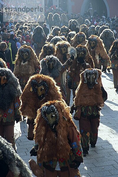 Menschen in Karnevalskostümen beim Karnevalumzug  Ravensburg  Baden-Württemberg  Deutschland  Fastnacht  Europa