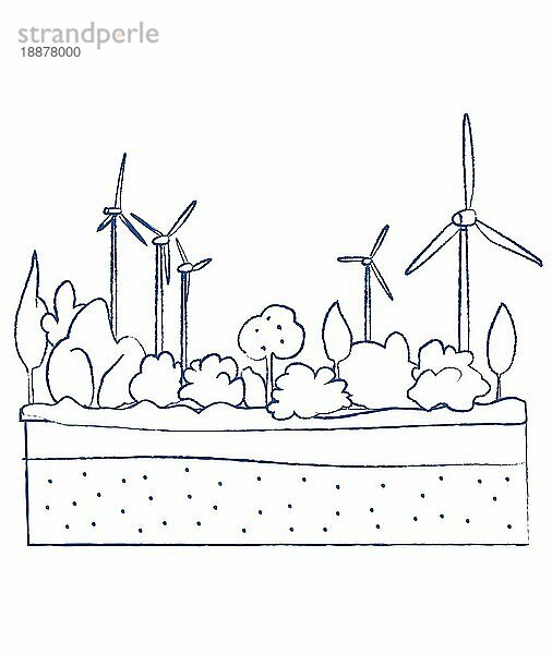 Windkraftanlagen  Bodenquerschnitt  Illustration