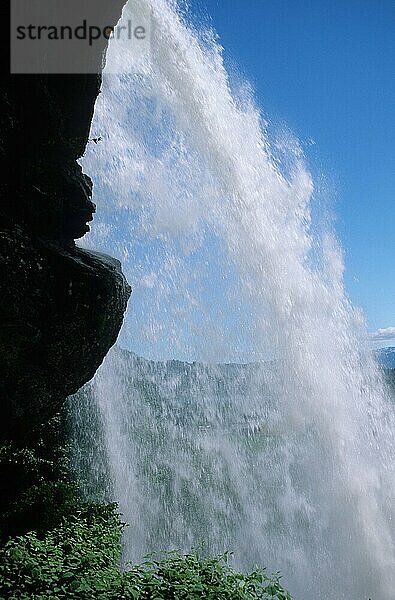 Wasserfall Steinsdalsfossen  Norheimsund  Hardanger  Norwegen  Fluss Fosselv  Europa