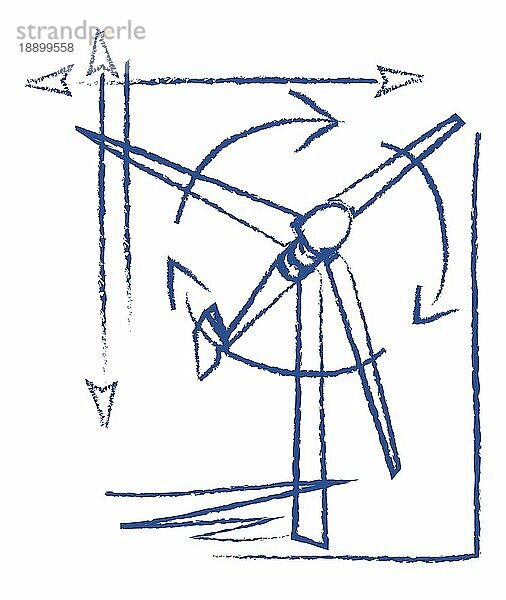 Windrad  technische Zeichnung  Illustration