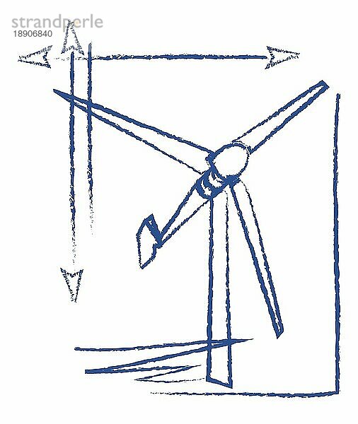 Windrad  technische Zeichnung  Illustration
