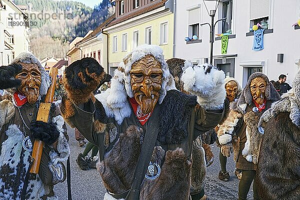 Fasnacht in Zell im Wiesental  traditionelle Masken  Zell  Baden-Württemberg  Deutschland  Europa