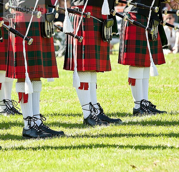 Detail von original schottischen Kilts  während der Highlands Spiele