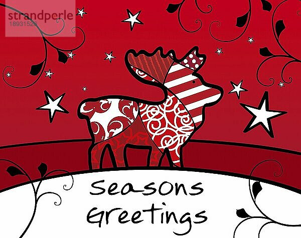 Elch  Weihnachtsmotiv  Illustration  Schriftzug 'Seasons Greetings'