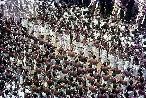 Musikanten beim Pooram-Fest  Thrissur Trichur  Kerala  Südindien  Indien  Asien