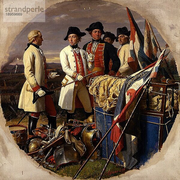 Die Schlacht um Würzburg war Teil des Ersten Koalitionskrieges (1792 bis 1797) und dauerte vom 1. bis zum 3. September 1796  Gemälde von Karl von Blaes  Historisch  digital restaurierte Reproduktion von einer Vorlage aus der damaligen Zeit