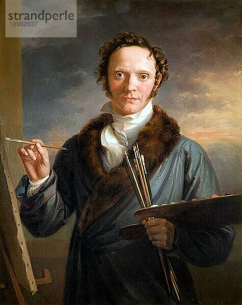 Selbstporträt  William Armfield Hobday (1771) (17. Februar 1831) war ein englischer Porträtmaler und Miniaturist  zu dessen Kundenkreis die königliche Familie und die Rothschilds gehörten  Historisch  digital restaurierte Reproduktion von einer Vorlage aus der damaligen Zeit