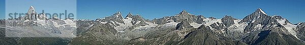 Schönes Panorama in Zermatt. Matterhorn  Zinalrothorn  Weisshorn