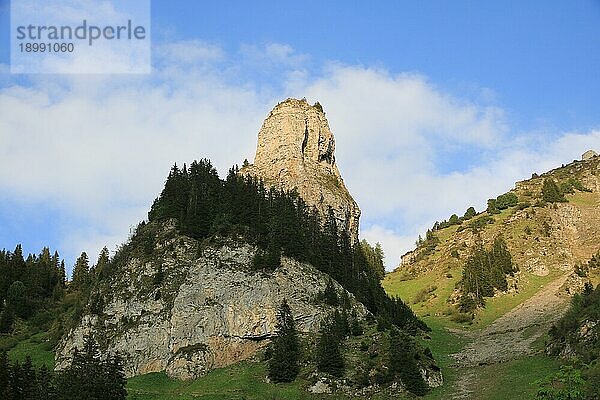 Roriwanghorn im Sommer. Schön geformter Berggipfel im Berner Oberland  Schweiz  Europa