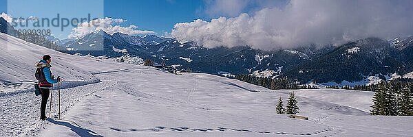 Panorama Höhenweg  Kleinwalsertal  Allgäuer Alpen  Vorarlberg  Österreich  Europa