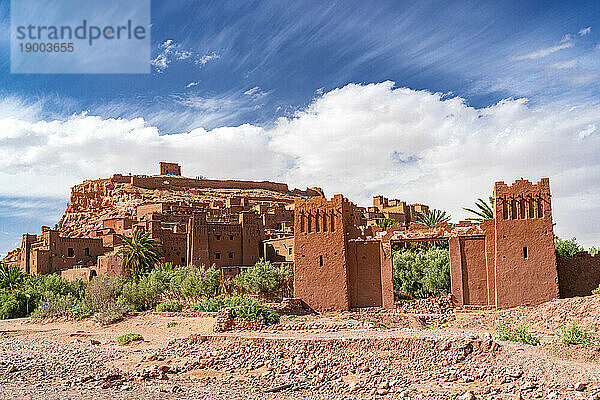 Antike Gebäude im Ksar von Ait Ben Haddou  UNESCO-Weltkulturerbe  Provinz Ouarzazate  Marokko  Nordafrika  Afrika