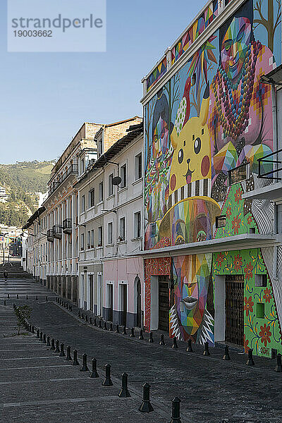 Das Pikachu-Wandbild  Viertel San Sebastian  Quito  Pichincha  Ecuador  Südamerika