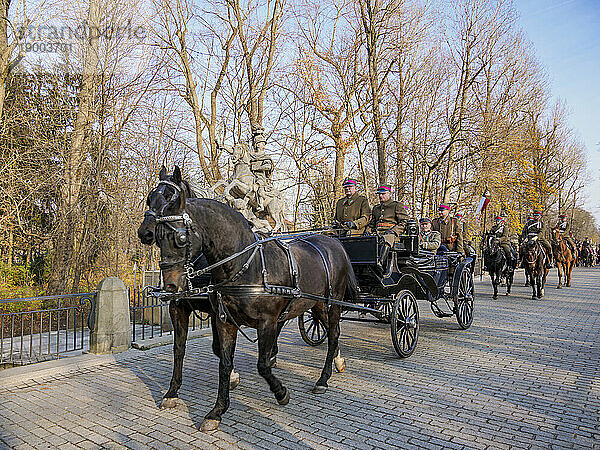 National Independence Day Horse Parade  Lazienki Park (Royal Baths Park)  Warsaw  Masovian Voivodeship  Poland  Europe