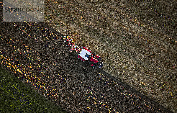 Farmer working with tractor in field