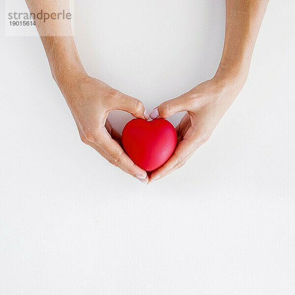Draufsicht Hände halten Herzform Welt Herz Tag. Auflösung und hohe Qualität schönes Foto