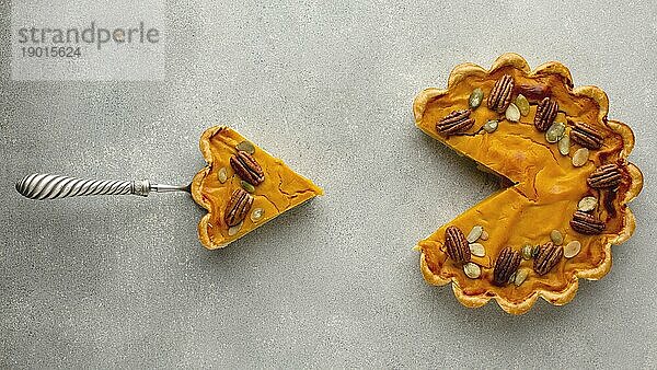 Draufsicht köstlicher Thanksgiving Kürbiskuchen. Auflösung und hohe Qualität schönes Foto