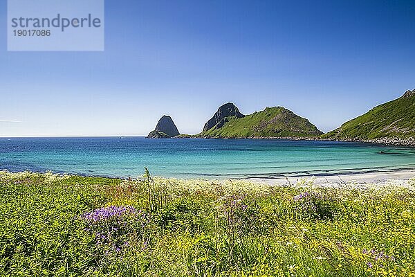 Strand Sandvika bei Nykvåg  Insel Langøya  Inselgruppe Vesterålen  Norwegen  Europa