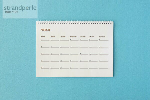 Ansicht von oben Briefpapier minimalistischen Kalender. Schönes Foto