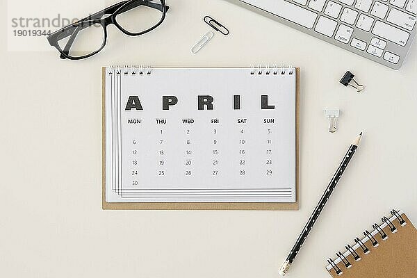 Draufsicht Planer April Kalender. Auflösung und hohe Qualität schönes Foto