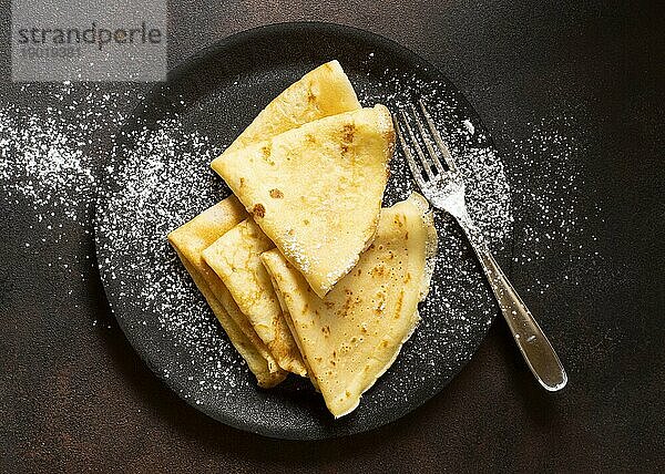 Leckere Winter Crepe Dessert Zucker Draufsicht 2. Auflösung und hohe Qualität schönes Foto