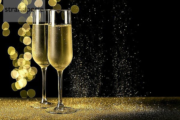 Champagner Gläser mit Bokeh Lichter. Auflösung und hohe Qualität schönes Foto