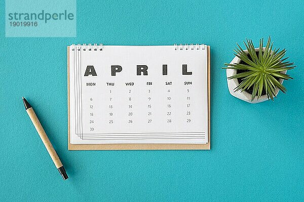 Draufsicht Planer April Kalender Sukkulente Pflanze. Auflösung und hohe Qualität schönes Foto