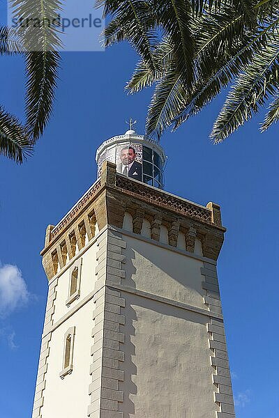 Schöner Leuchtturm von Cap Spartel in der Nähe von Tanger Stadt und Gibraltar  Marokko in Afrika