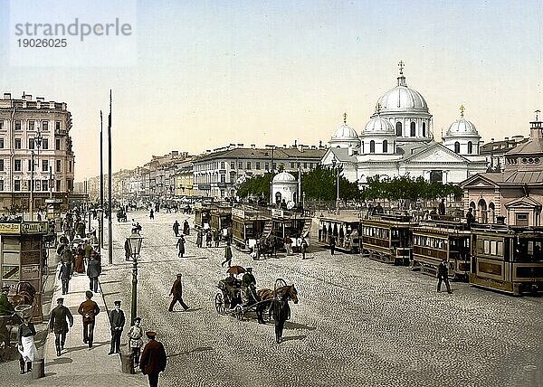 Der Platz Snamjensky  Znamenskii  St. Petersburg  Russland  um 1890  Historisch  digital verbesserte Reproduktion eines Photochromdruck der damaligen Zeit  Europa