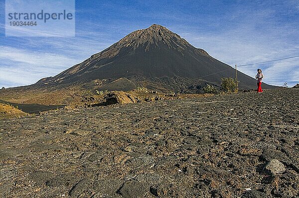 Eingeborene am Vulkan auf Fogo. Cabo Verde. Afrika