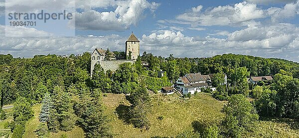 Luftbild-Panorama vom Schloss Herblingen  Kanton Schaffhausen  Schweiz  Europa