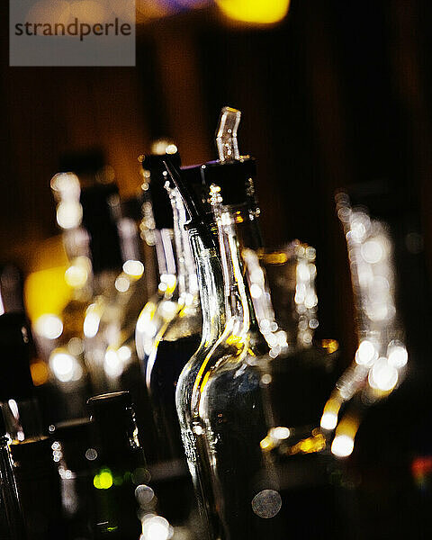 A row of liquor bottles.