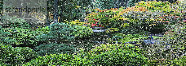 Der ruhige Japanische Garten liegt in den westlichen Hügeln der Stadt Portland  Oregon.
