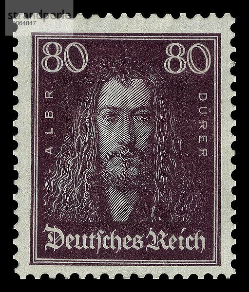 Historische Briefmarke  Deutsches Reich  Dauermarke zu 80 Pfennig mit Albrecht Dürer Porträt  1926  Deutschland  Historisch  digital aufbereitete Reproduktion einer Vorlage aus der damaligen Zeit  Europa