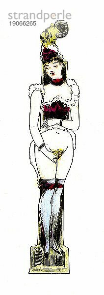 Buchstabe I  Das erotische Alphabet  Sex  Frau  Selbstbefriedigung  frivole erotische Illustrationen aus der viktorianischen Zeit  um 1850  England  Historisch  digital verbesserte Reproduktion einer Vorlage aus dem 19. Jahrhundert