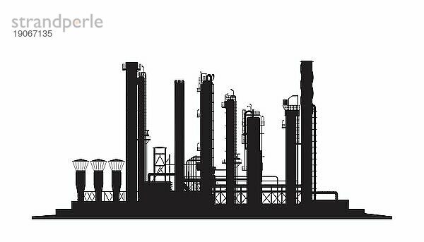 Ölraffinerie industrielle Vorlage  Vektor Silhouette über weißem Hintergrund