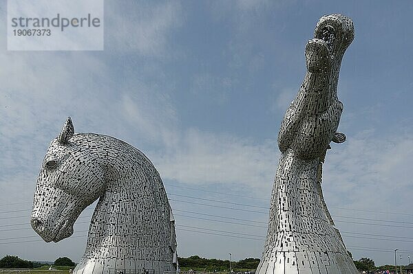 The Kelpies (Andy Scott)  Kunst  Skulptur  Perdekopf  Skinflats  Falkirk  Schottland  Großbritannien  Europa