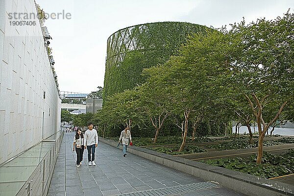 Mit Efeu bewachsener Turm im ACC Asia Culture Centre  Gwangju  Provinz Jeollanam-do  Südkorea  Asien