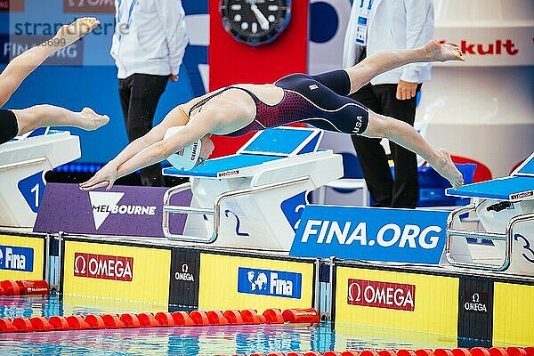 MELBOURNE  AUSTRALIEN  13. DEZEMBER: Erin GEMMELL USA im 400 m Freistil Lauf der Frauen am ersten Tag der FINA Kurzbahn Schwimmweltmeisterschaft 2022 im Melbourne Sports and Aquatic Centre am 13. Dezember 2022 in Melbourne  Australien  Ozeanien