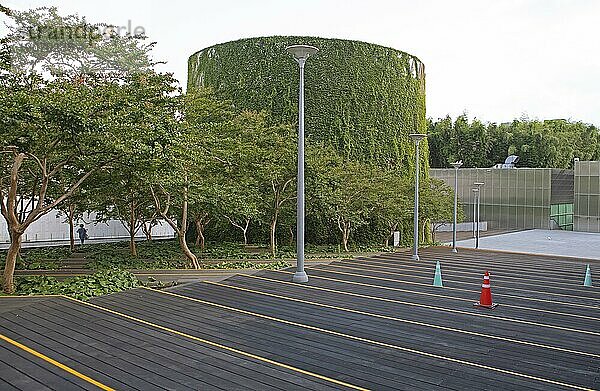 Mit Efeu bewachsener Turm im ACC Asia Culture Centre  Gwangju  Provinz Jeollanam-do  Südkorea  Asien