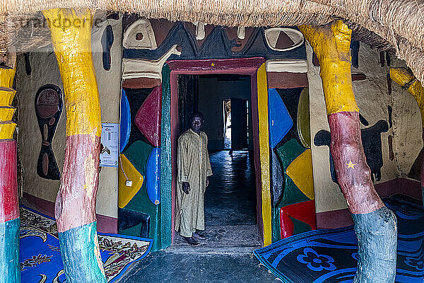 Colourful interior of the Lamido Palace  Ngaoundere  Adamawa region  Northern Cameroon  Africa
