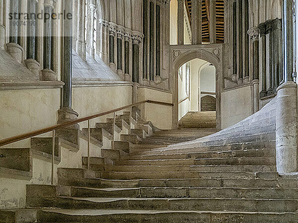 Steps to the Chapter House  Wells Cathedral  Wells  Somerset  England  United Kingdom  Europe