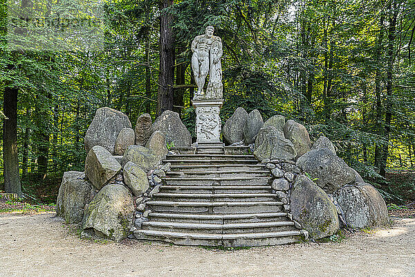 Statue in the Kromlau Azalea and Rhododendron Park  Gablenz  Saxony  Germany  Europe