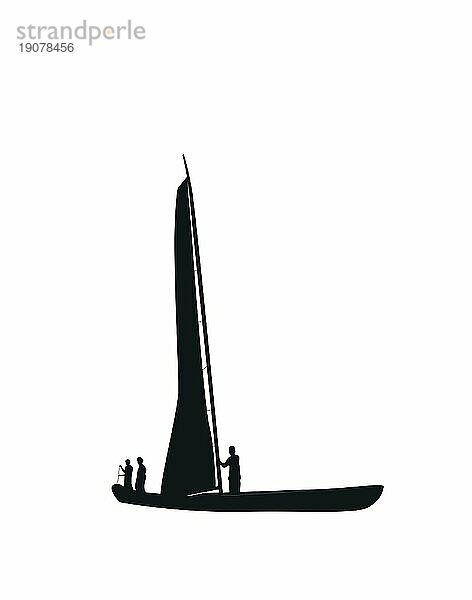 Segelschiff Silhouette vor weißem Hintergrund  Vektor Illustration