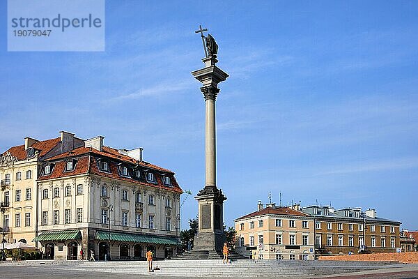 Säule und Statue von König Sigismund III. Vasa (polnisch: Kolumna Zygmunta)  eines der berühmtesten Wahrzeichen in Warschau  Polen  Europa